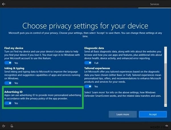 Tắt ID quảng cáo để tắt Quảng cáo được nhắm mục tiêu trong Windows 11/10 