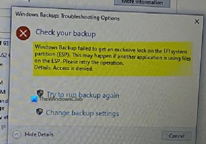 Sao lưu Windows không thành công, mã lỗi 0x8078011E 