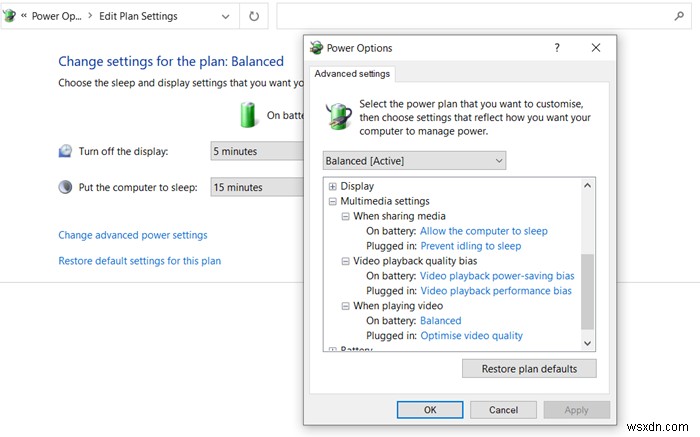 Cách thay đổi Cài đặt Đa phương tiện bằng công cụ PowerCFG trong Windows 11/10 