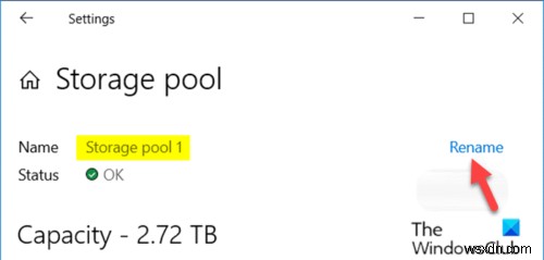 Cách đổi tên nhóm lưu trữ cho không gian lưu trữ trong Windows 10 