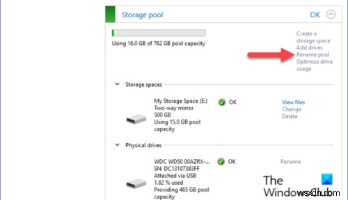 Cách đổi tên nhóm lưu trữ cho không gian lưu trữ trong Windows 10 