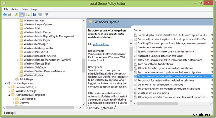 Ngăn Windows 11/10 tự động khởi động lại sau khi Windows Update 