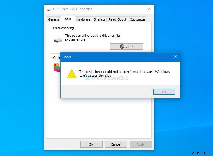 Không thể thực hiện kiểm tra đĩa vì Windows không thể truy cập đĩa 