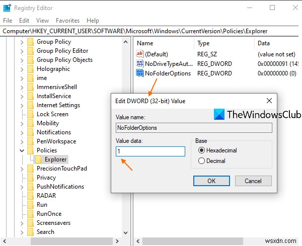 Cách bật hoặc tắt quyền truy cập vào Tùy chọn thư mục trong Windows 11/10 