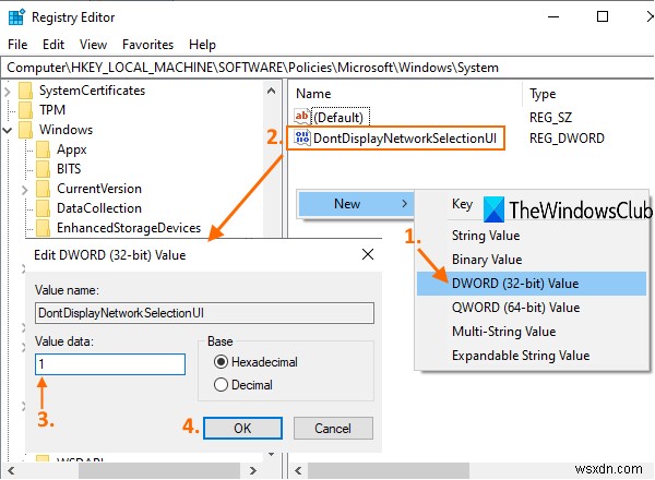 Hiển thị hoặc ẩn biểu tượng Mạng trên Màn hình đăng nhập và Màn hình khóa trong Windows 10 
