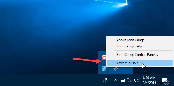 Boot Camp không thể chuyển đổi giữa Windows và Mac OS 