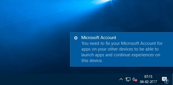 Bạn cần sửa lỗi Tài khoản Microsoft cho ứng dụng trong Windows 11/10 