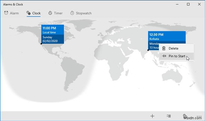 Cách thêm đồng hồ vào Start Menu bằng ứng dụng Alarms &Clock trong Windows 11/10 