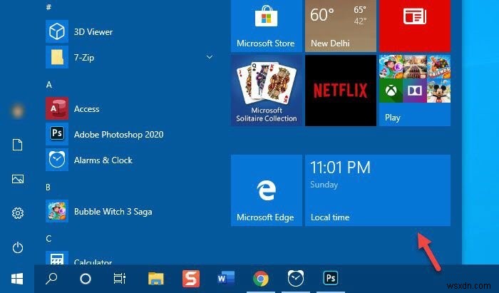 Cách thêm đồng hồ vào Start Menu bằng ứng dụng Alarms &Clock trong Windows 11/10 