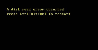 Đã xảy ra lỗi đọc đĩa, Nhấn Ctrl + Alt + Del để khởi động lại 