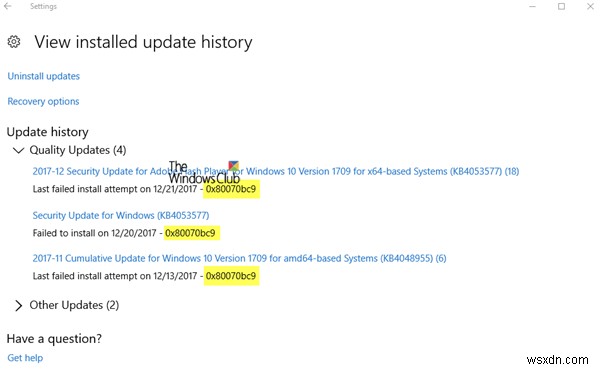 Sửa lỗi Windows Update 0x80070BC9 trên Windows 11/10 
