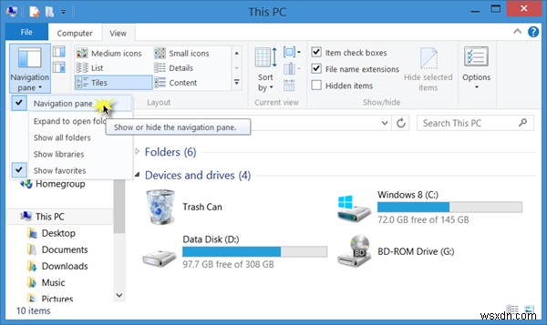 Ngăn dẫn hướng File Explorer bị thiếu trong Windows 11/10 
