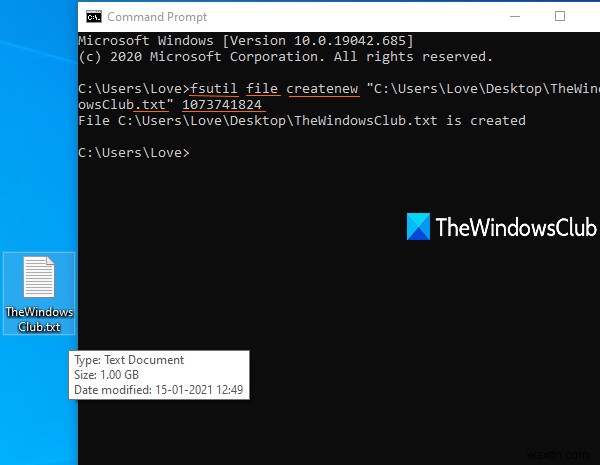 Cách tạo tệp thử nghiệm giả có kích thước bất kỳ bằng Command Prompt trong Windows 10 