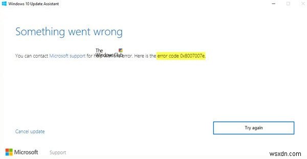 Sửa mã lỗi 0x8007007E trên Windows 11/10 - Windows Update, Outlook hoặc Máy in 