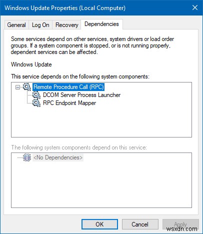 Windows không thể khởi động dịch vụ Windows Update trên Máy tính cục bộ 