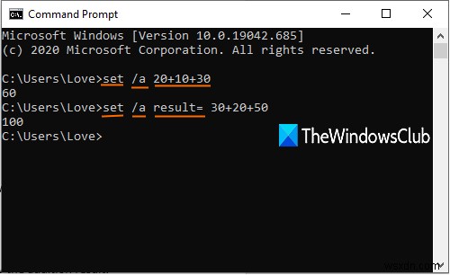 Thực hiện các phép toán số học trong Command Prompt trên Windows 11/10 