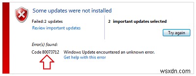 Khắc phục:Lỗi cập nhật Windows 0x80070020 hoặc 0x80073712 
