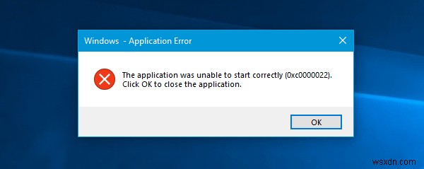 Ứng dụng không thể khởi động chính xác (0xc0000022) khi mở ứng dụng Adobe 