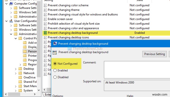 Chính sách nhóm nền trên màn hình không áp dụng trong Windows 11/10 