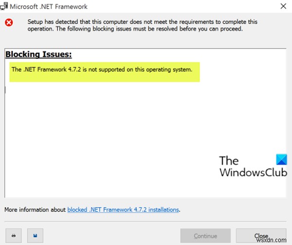 .NET Framework không được hỗ trợ trên hệ điều hành này 