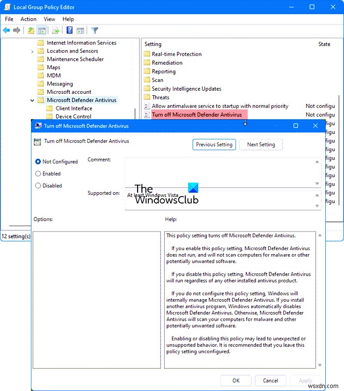 Cách tắt Microsoft Defender trong Windows 11/10 