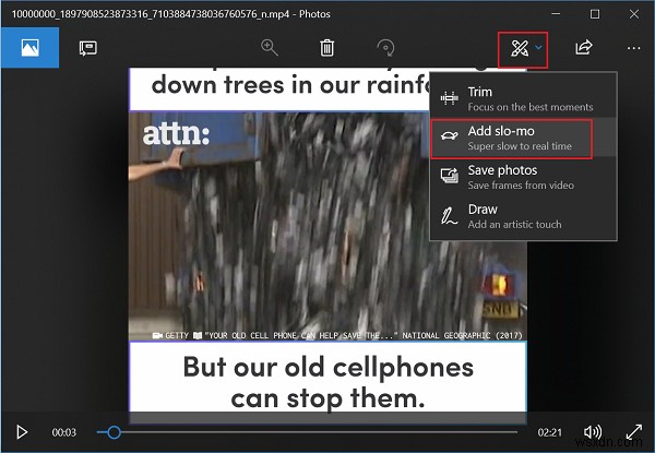 Thêm hiệu ứng Chuyển động chậm vào video của bạn bằng Ứng dụng Ảnh trong Windows 11/10 