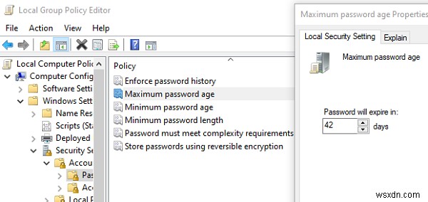Đặt ngày hết hạn mật khẩu cho tài khoản Microsoft và tài khoản cục bộ 