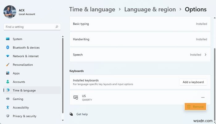 Cách thêm hoặc xóa bố cục Bàn phím trong Windows 11/10 