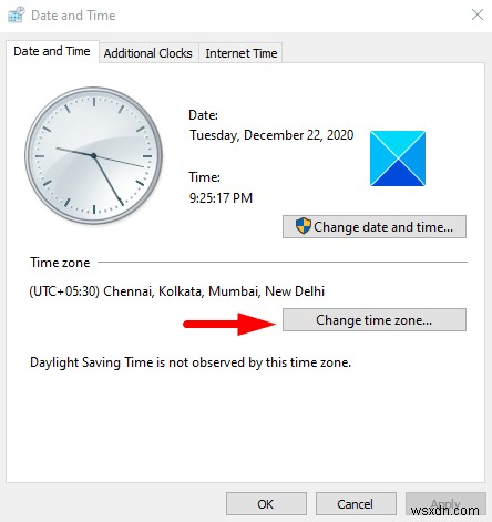 Bật hoặc tắt Điều chỉnh cho Giờ tiết kiệm ánh sáng ban ngày trong Windows 11/10 