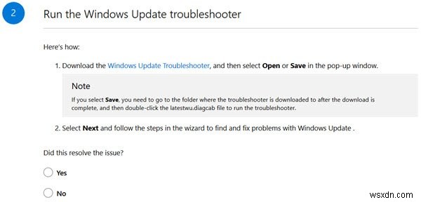 Sửa lỗi Windows Update bằng trình khắc phục sự cố trực tuyến của Microsoft 
