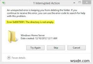 Sửa lỗi 0x80070091 Thư mục không trống trên Windows 11/10 