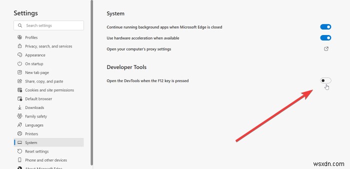 Cách tắt phím tắt F12 cho Công cụ nhà phát triển Microsoft Edge 