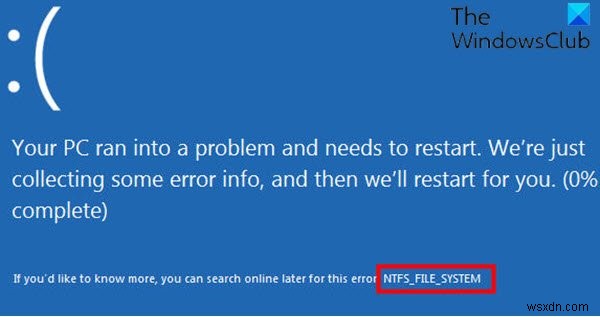Khắc phục lỗi màn hình xanh NTFS FILE SYSTEM trên Windows 11/10 