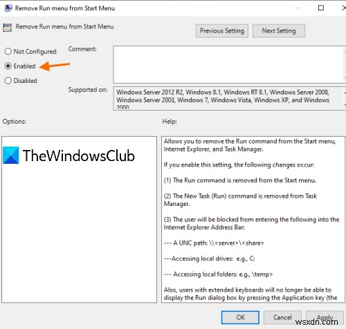 Bật hoặc tắt hộp Run Command (Win + R) trong Windows 11/10 