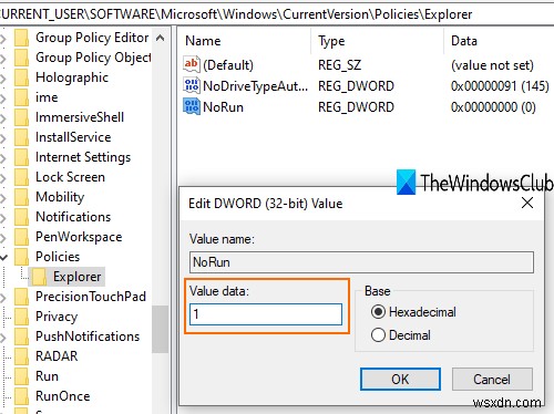 Bật hoặc tắt hộp Run Command (Win + R) trong Windows 11/10 