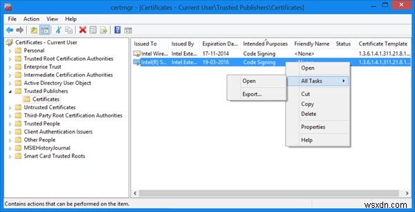 Certmgr.msc hoặc Trình quản lý chứng chỉ trong Windows 11/10 