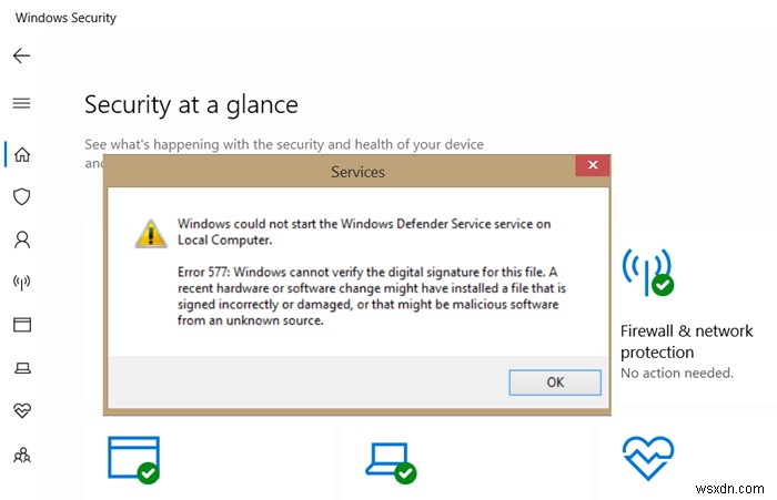 Bộ bảo vệ Windows Lỗi 577, Không thể xác minh chữ ký điện tử 