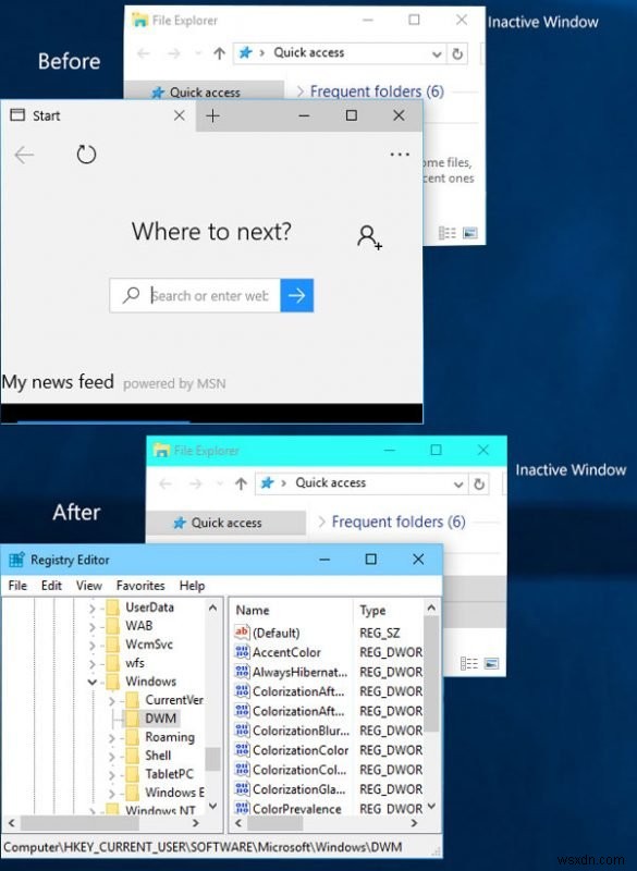 Bật Thanh tiêu đề có màu cho cửa sổ Không hoạt động trong Windows 11/10 