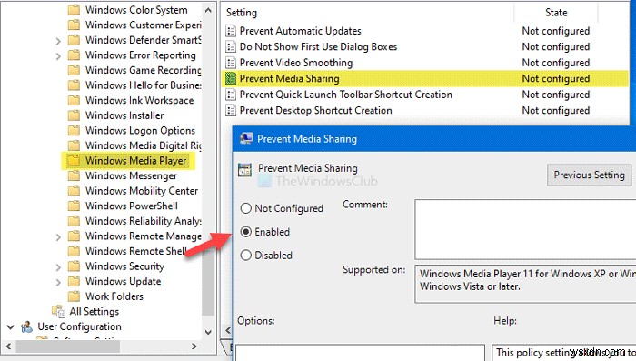 Cách ngăn người dùng chia sẻ phương tiện qua Windows Media Player 