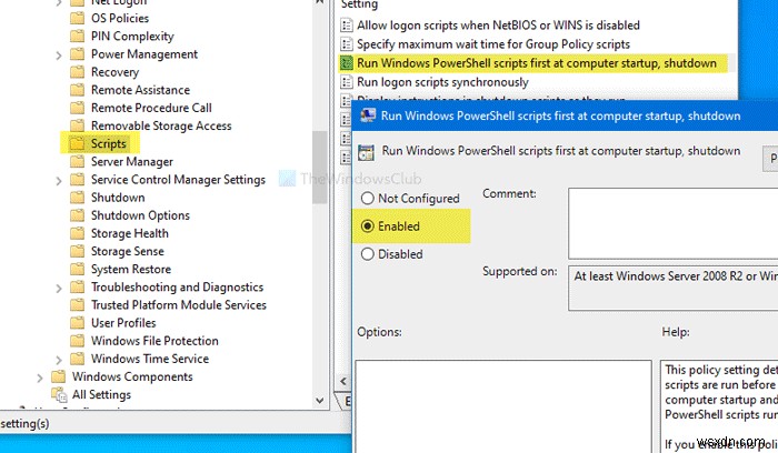 Chạy tập lệnh Windows PowerShell trước khi đăng nhập người dùng, đăng xuất, khởi động và tắt máy 