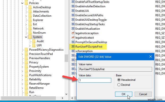 Chạy tập lệnh Windows PowerShell trước khi đăng nhập người dùng, đăng xuất, khởi động và tắt máy 