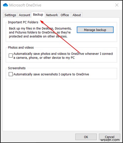 Tab Sao lưu OneDrive bị thiếu trong Cài đặt trong Windows 11/10 