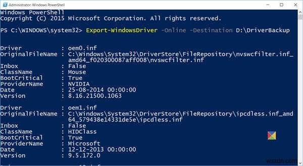 Xuất và sao lưu trình điều khiển thiết bị bằng PowerShell trong Windows 11/10 