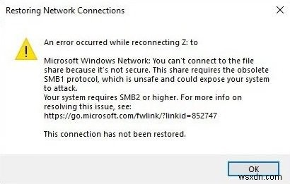 Khắc phục Hệ thống của bạn yêu cầu lỗi SMB2 trở lên trên Windows 11/10 