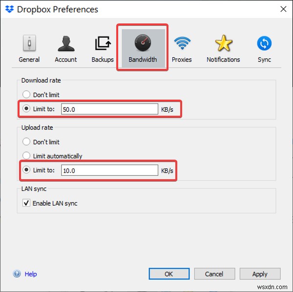 Cách giới hạn việc sử dụng băng thông của OneDrive và Dropbox 