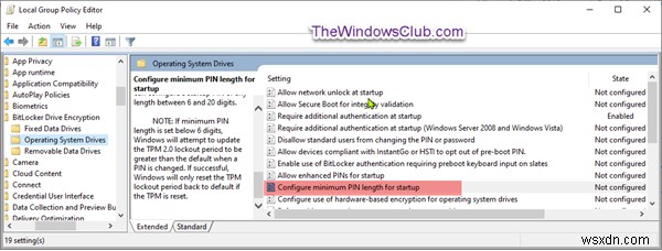 Chỉ định độ dài tối thiểu cho mã PIN khởi động BitLocker trong Windows 11/10 