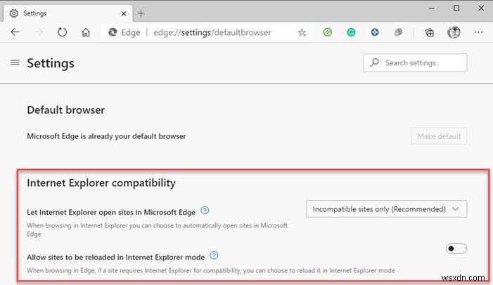 Chính sách nhóm để định cấu hình Chuyển hướng sang Microsoft Edge 