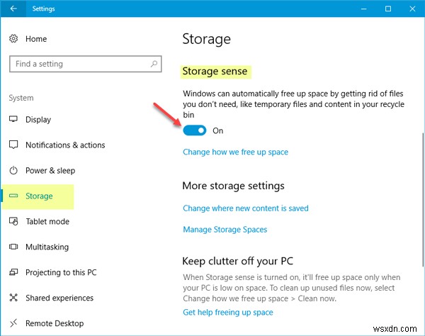 Tự động xóa tệp trong thư mục Tải xuống và Thùng rác bằng Storage Sense trong Windows 10 