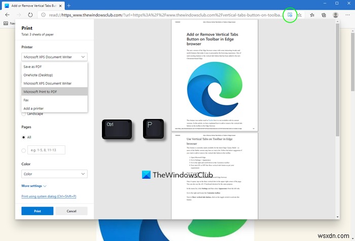 Cách in từ trình duyệt Microsoft Edge trong Windows 10 