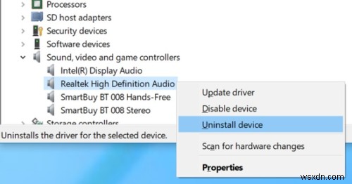 Thiết bị âm thanh độ nét cao gặp sự cố trình điều khiển trong Windows 10 